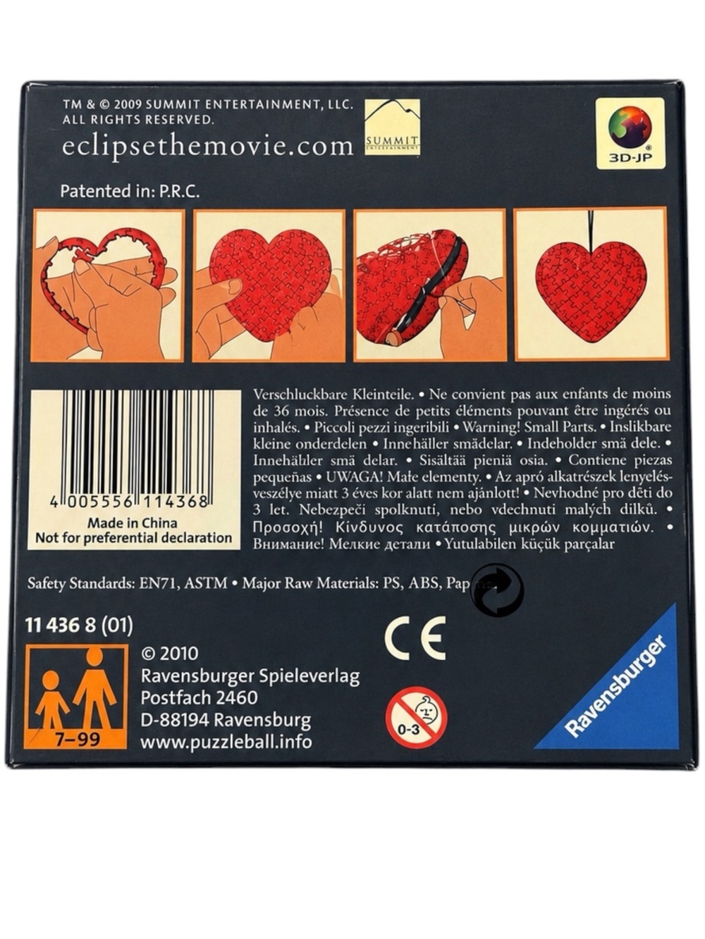 Twilight Eclipse Edward Cullen Treasure Heart 60 Pc Puzzle Ball Ravensburger NWT - Picture 2 of 3
